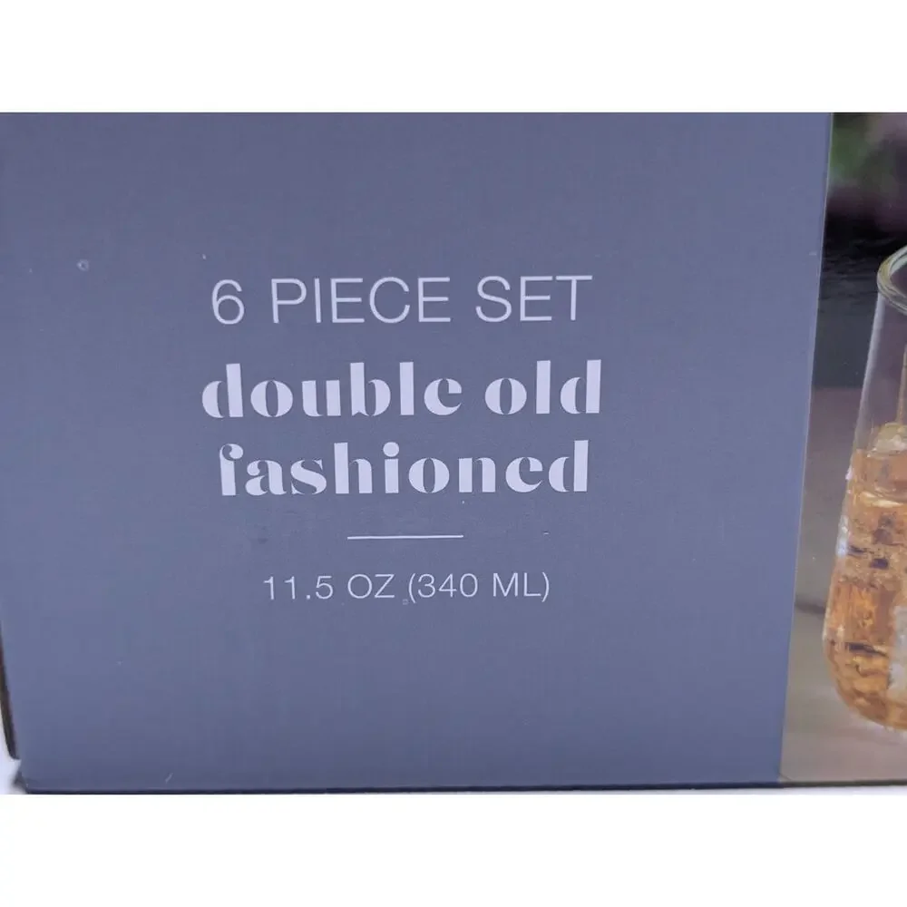 Dwell Studio 6 Pc Ribbed Double Old Fashioned Glass Set 12.85 Oz NIB
